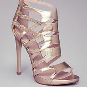 Bebe gold caged heel